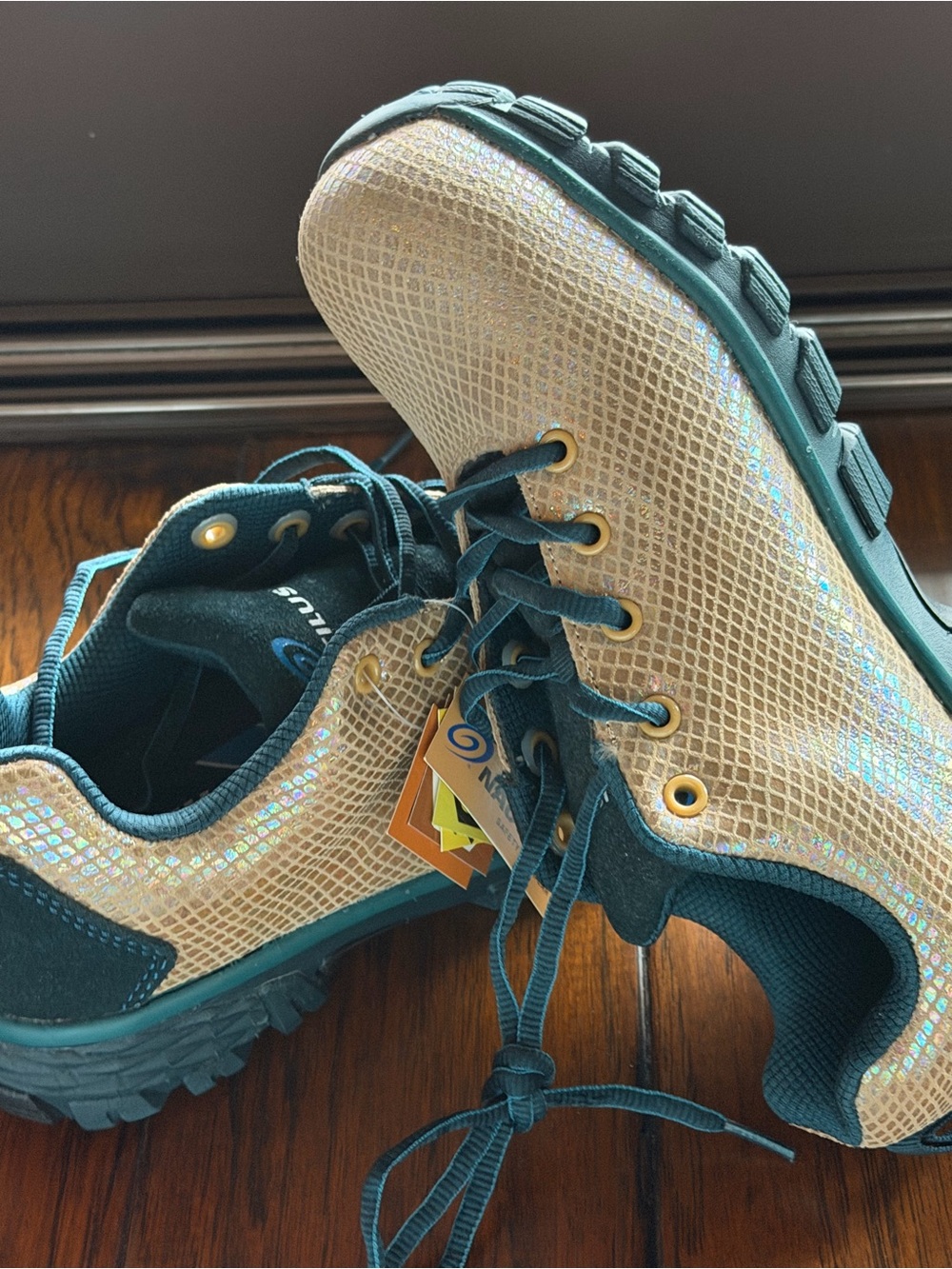 Nautilus Womens Gold and Black Steel Toed Utility Shoes in Rare Shimmer Colors